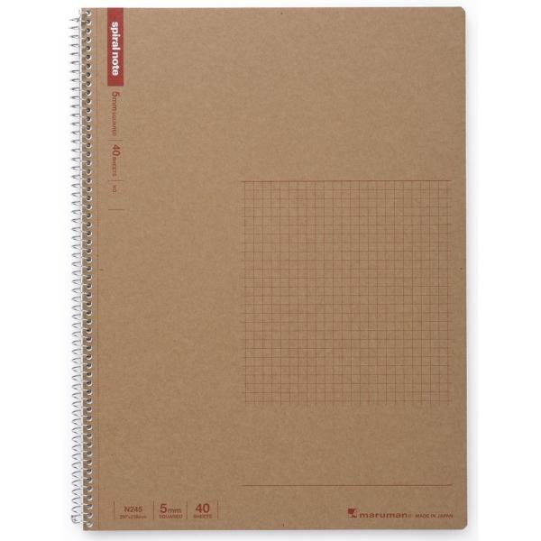 マルマン　スパイラルノートベーシック　A4クラフト　5mm方眼罫　40枚　N245