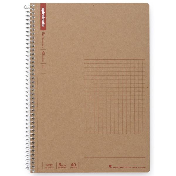 マルマン　スパイラルノートベーシック　A5クラフト　5mm方眼罫　40枚　N247