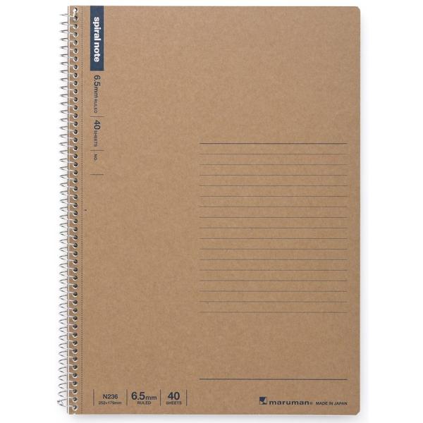 マルマン　スパイラルノートベーシック　B5クラフト　メモリ入　6.5mm罫　40枚　N236