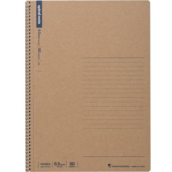 マルマン　スパイラルノートベーシック　B5クラフト　メモリ入　6.5mm罫　80枚　N236ES