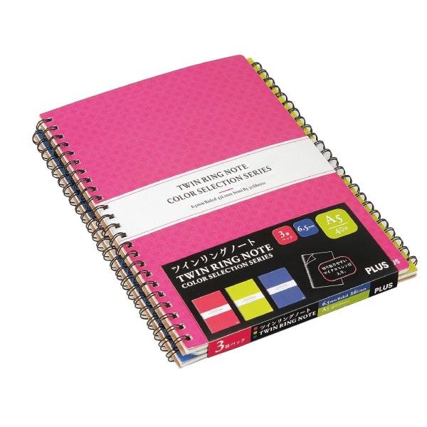 プラス(PLUS)ノート ツイン リングノート A5 横罫 40枚 3色 3冊パック RT-140-...