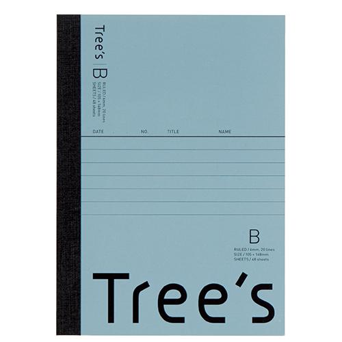 日本ノート スタンダードノート Tree's A6サイズ B罫48枚 ブルーグレー UTRBA6GR