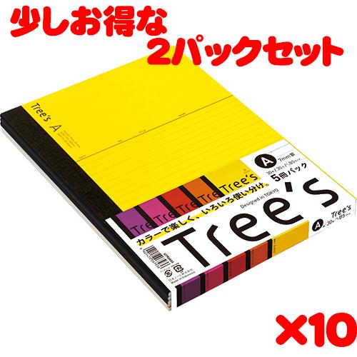 日本ノート スタンダードノート Tree's B5サイズ A罫30枚 5冊束　アソートパック UTR...