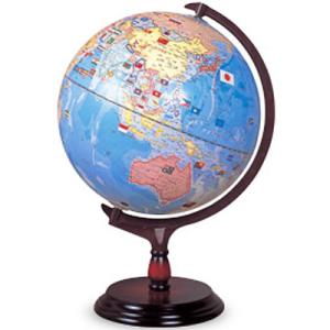 レイメイ藤井　国旗付地球儀（木製台座）　OYV301
