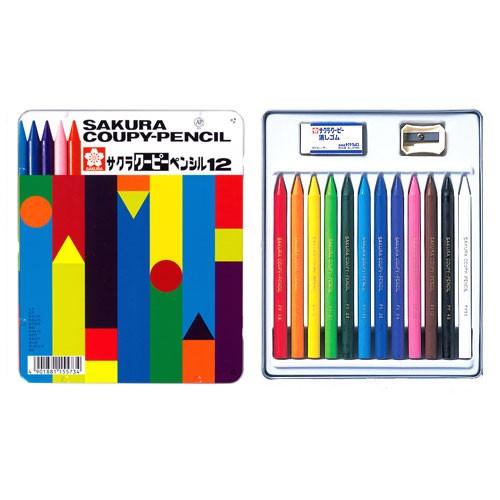 サクラクレパス クーピーペンシル 12色 缶入り FY12
