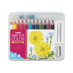 三菱鉛筆 uni ユニ ウォーターカラー ぬり絵用 コンパクトセット 12色 第1章 ベーシックトー...