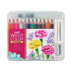 三菱鉛筆 uni ユニ ウォーターカラー ぬり絵用 コンパクトセット 12色 第3章 ネイチャートー...