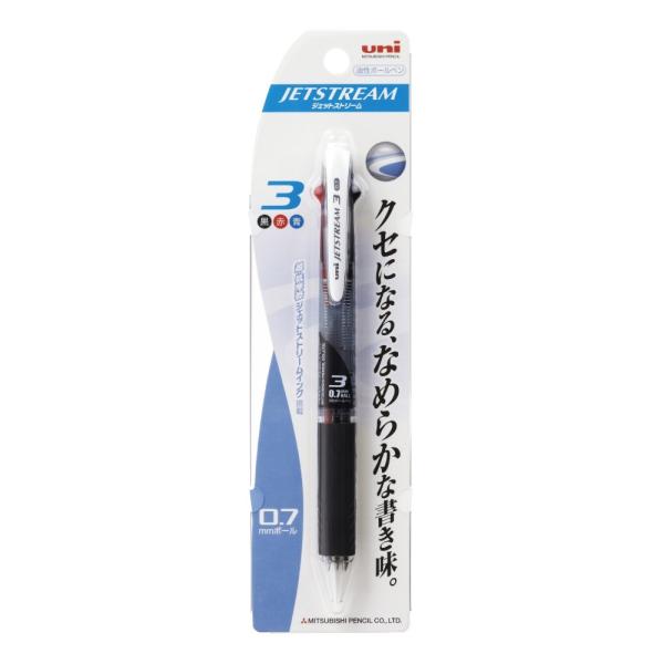＜三菱鉛筆＞ ジェットストリームボールペン 細字0.7mm 3色　黒（パック品）　SXE340007...