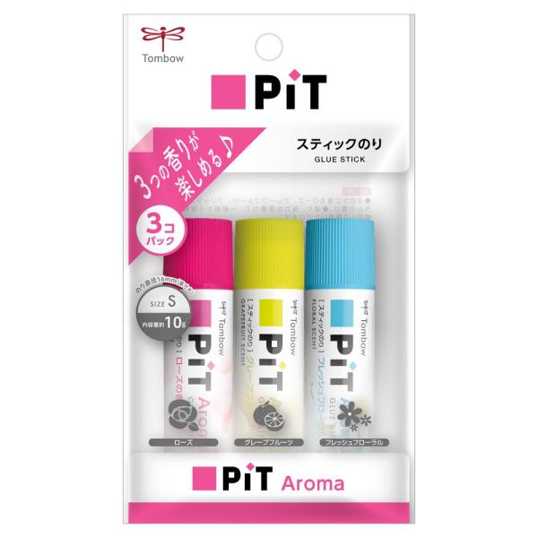トンボ鉛筆　PITスティックのり　ピットハイパワーS アロマ　香り　３Ｐパック　HCB-312X
