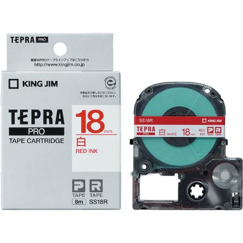 キングジム＜KING JIM＞テプラ「PRO」テープカートリッジ 白ラベル　赤文字 SS18R　18...