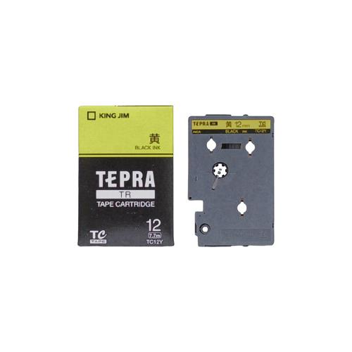 キングジム＜KING JIM＞テプラ　TRテープカートリッジ 白ラベル　黄文字 TC12Y　12mm...