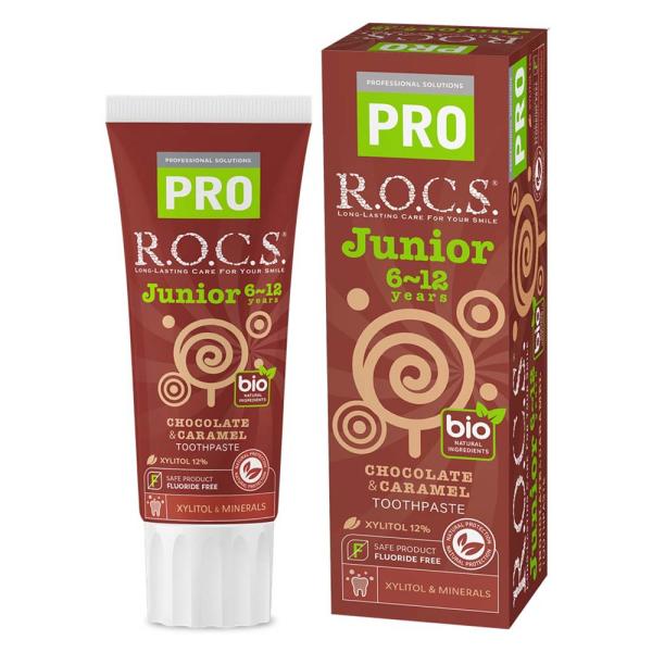 ロックスPRO 歯みがき ジュニア チョコ＆キャラメル 74g フッ素不使用 ROCS PRO 歯磨...