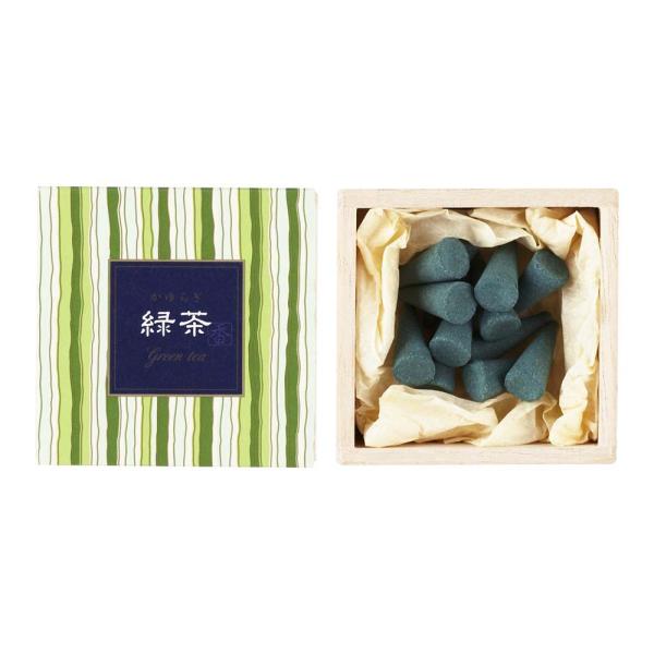 日本香堂 かゆらぎ 緑茶 コーン型 12個入 38456 アロマ お香