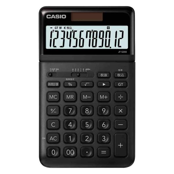 ＜CASIO＞カシオ ジャストサイズ電卓12桁 JF-S200-BK-N