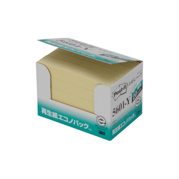 3M エコノパック製品シリーズ ふせんハーフ イエロー １００枚×２０個パック 5601-Y