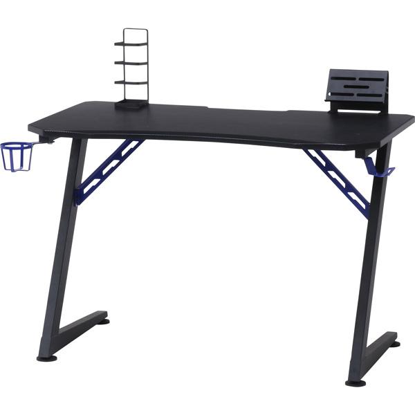 不二貿易　レイズ ゲーミングデスク 幅1050×奥行600×高さ700mm ブルー　18573
