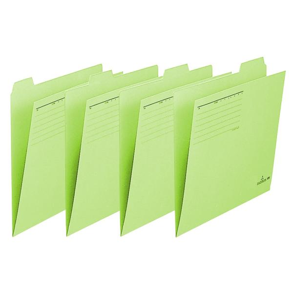 プラス(PLUS)個別フォルダー カットフォルダー マチなし 4山 A4-E グリーン FL-064...