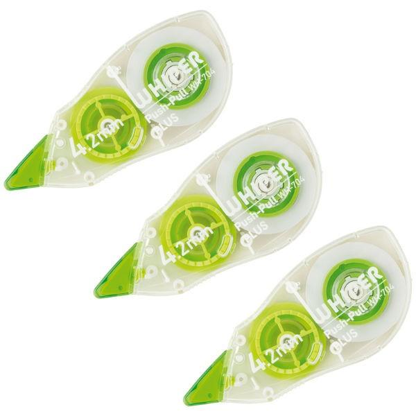 プラス(PLUS) 修正テープ ホワイパー プッシュプル 3個パック 4.2mm幅 グリーン WH-...