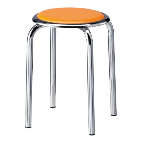 TOKIO 丸イス M-24M オレンジ ビニールシート張り 364456