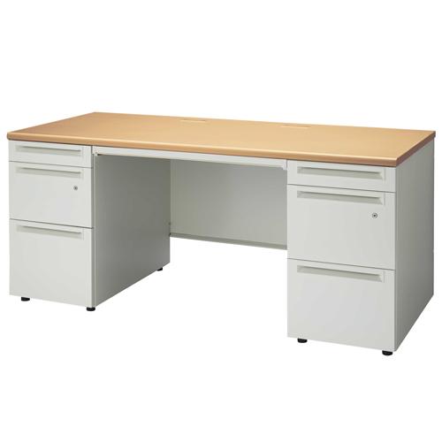 プラス 両袖机 UJ-167D-33 WM/W4 W1600 706478