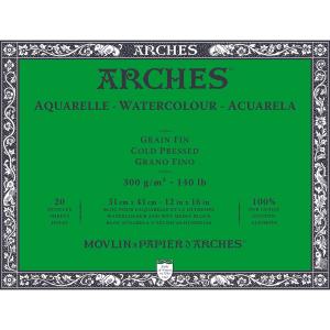 新品*総額¥26,400- アルシュ ARCHES アルシュ水彩紙 細目× 2冊 アルシュ 水彩紙ブロック 細目 300g 23×31cm （グリーン表紙