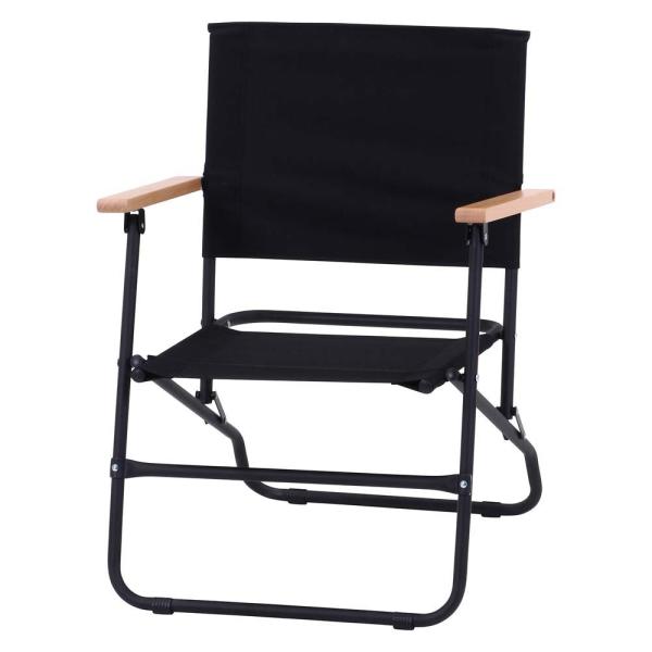 不二貿易 木製アームレスト 折りたたみチェア ローバーチェア ロータイプ ブラック 85917