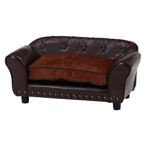 不二貿易 ペットカウチソファ(チェスターフィールド風) ブラウン 45233
