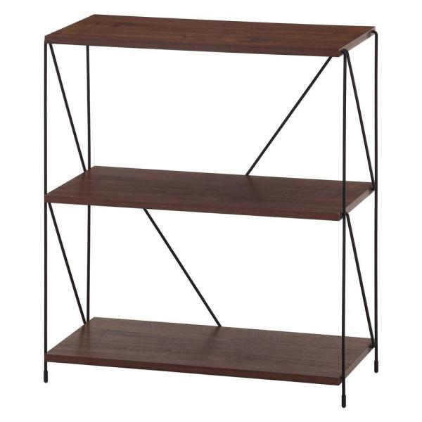 不二貿易 EZBO ワイヤーラック 3段 60幅 ミドルブラウン 77541