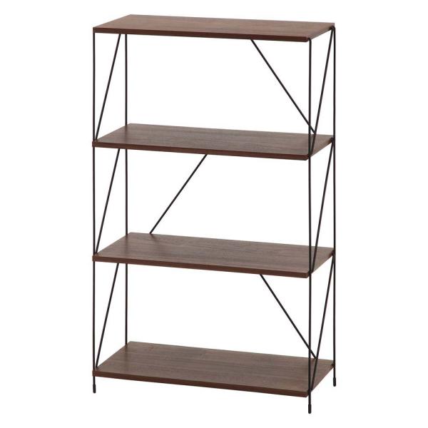 不二貿易 EZBO ワイヤーラック 4段 60幅 ミドルブラウン 77543