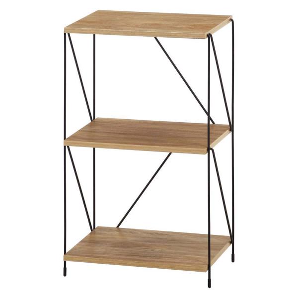 不二貿易 EZBO ワイヤーラック 3段 40幅 オークナチュラル 77560