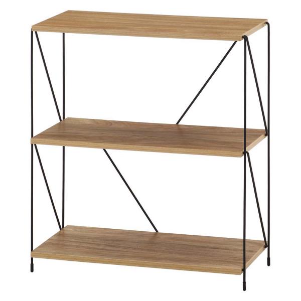 不二貿易 EZBO ワイヤーラック 3段 60幅 オークナチュラル 77561