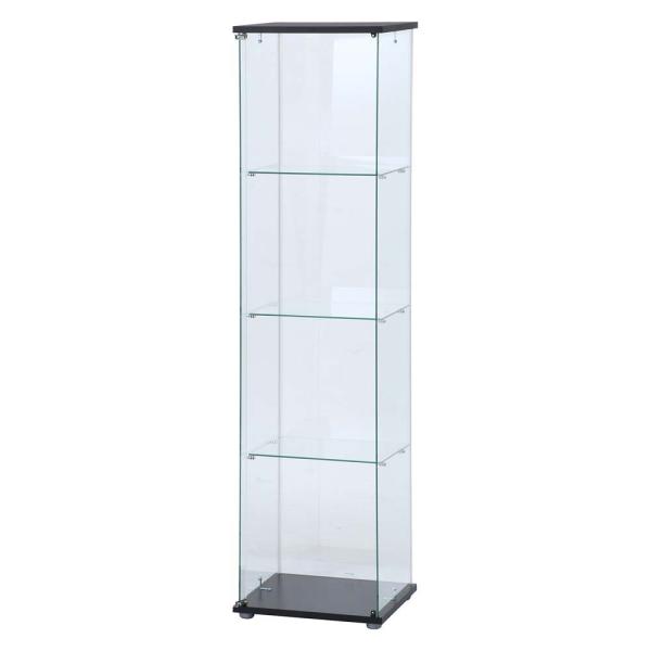 不二貿易 ガラスコレクションケースクリア 4段 TMG-G130 ブラック 98880