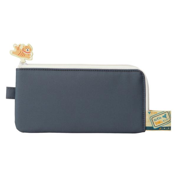 LIHIT LAB.＜リヒトラブ＞ にゃんシーン フラットペンポーチ チャコールブラック A2221...