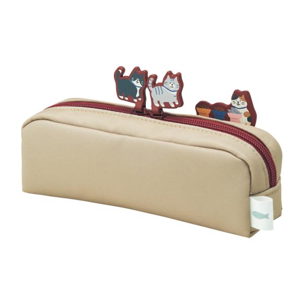 LIHIT LAB.＜リヒトラブ＞ にゃんシーン ボックスペンポーチ ビスケットベージュ A2223...