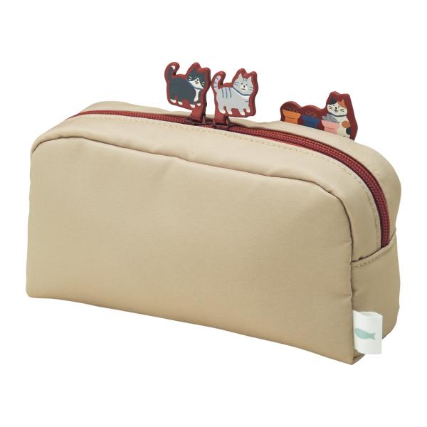 LIHIT LAB.＜リヒトラブ＞ にゃんシーン ボックスペンポーチ Ｌ ビスケットベージュ A22...