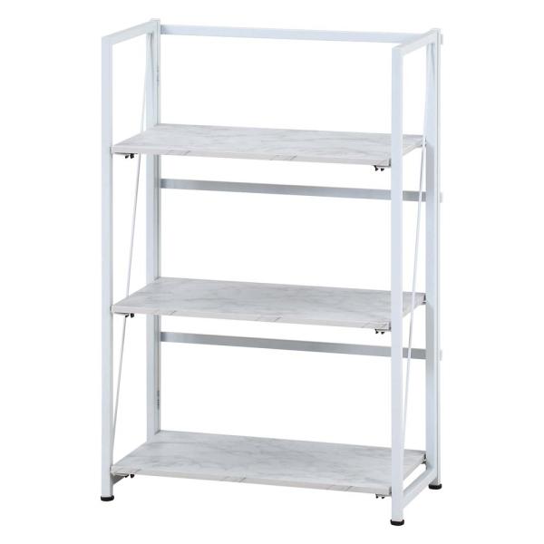 不二貿易 折りたたみシェルフ アロン3段 ストーン 73640