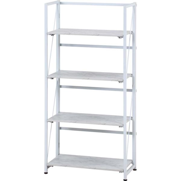 不二貿易 折りたたみシェルフ アロン4段 ストーン 73643