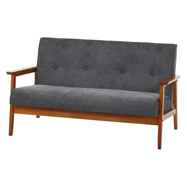 不二貿易 厚手ファブリックソファ ミート 2P グレー 73763