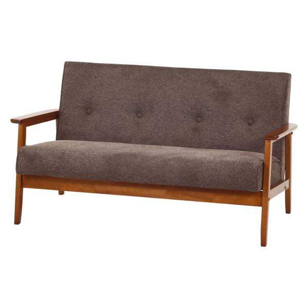 不二貿易 厚手ファブリックソファ ミート 2P ブラウン 73764