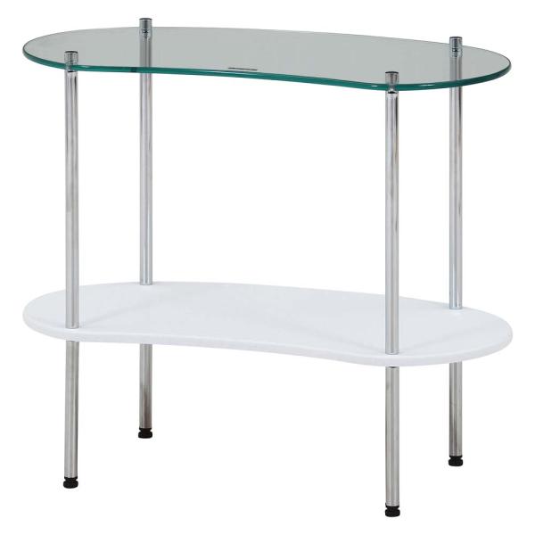 不二貿易 Chamill ガラスサイドテーブル ホワイト 41315