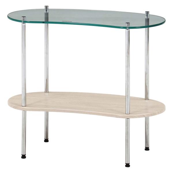 不二貿易 Chamill ガラスサイドテーブル 木目 41316