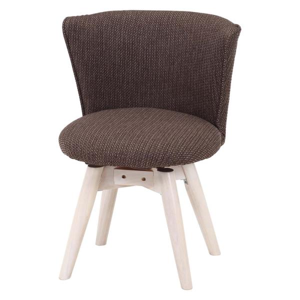 不二貿易 回転式 ダイニングチェア クラム ファブリック ブラウン 70565