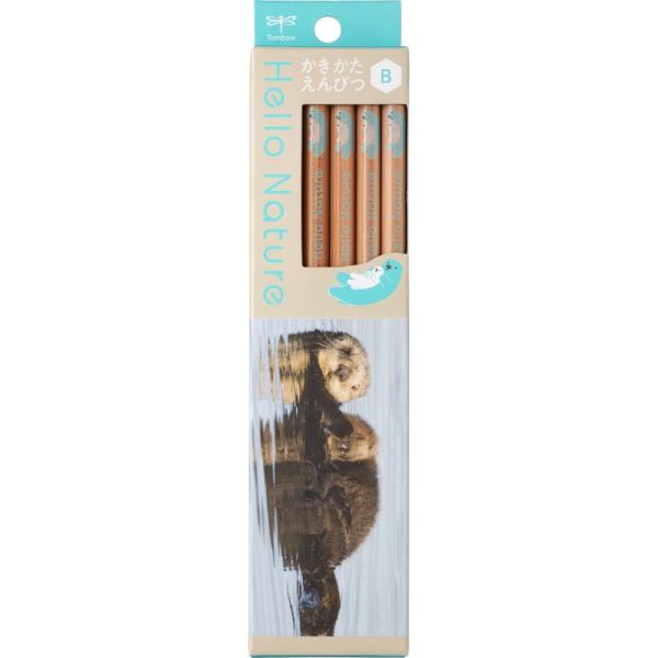 トンボ鉛筆 かきかた鉛筆 ハローネイチャー ラッコ B KB-KHNST2-B 六角軸 書き方 えん...