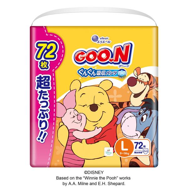 大王製紙 エリエール グーン ぐんぐん吸収パンツ Lサイズ 超たっぷり72枚 GOO.N ベビー用品...