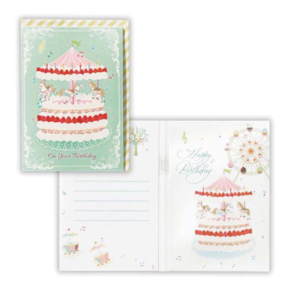 誕生祝い オルゴールカード メリーゴーランドケーキ 3 815233 バースデイカード グリーティン...