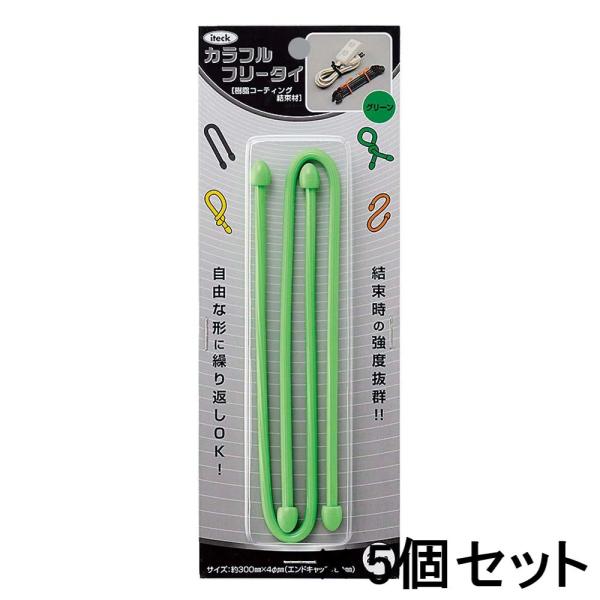 光 HIKARI カラフルフリータイ 300×4mm グリーン 2個入 5個セット KFRT304-...