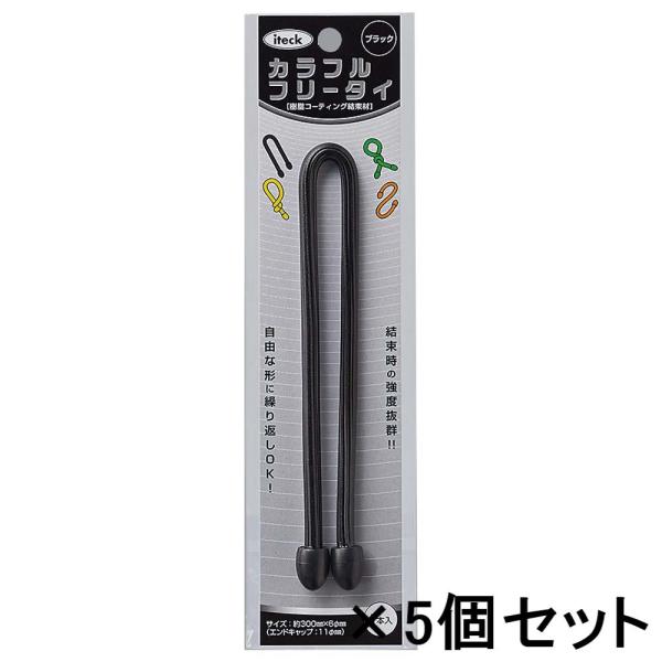 光 HIKARI カラフルフリータイ 300×6mm 黒 5個セット KFRT306-1
