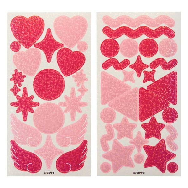 プラス PLUS イトオシ　うちわデコシール　レッド＆ピンク 91464