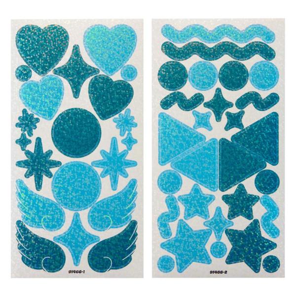 プラス PLUS イトオシ　うちわデコシール　グリーン＆スカイブルー 91466