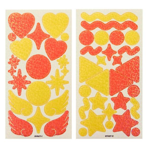 プラス PLUS イトオシ　うちわデコシール　オレンジ＆イエロー 91467